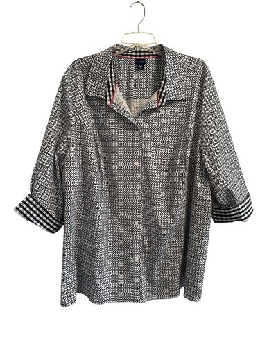 Basic Editions Button Up Shirt Damen 4X Schwarz & Weiß Halbarm Neu mit Etikett NEU