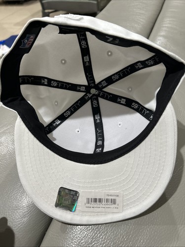NY Giants New Era 59Fifty 7 3/4 61.5 cm, White Flat Bill Fitted Cap NFL Hat - Picture 4 of 5