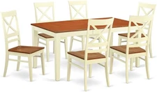 NIQU7-WHI-W 7 Piece Dining Table Set Consist of a Rectangle Dining Room Table wi