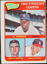 1965 Topps Baseball American League 1964 Strikeout Leaders (Al Downing / Cami VG