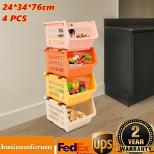 4PACK Household Plastic Storage Baskets, Small Pantry Organizer Bins Stackable