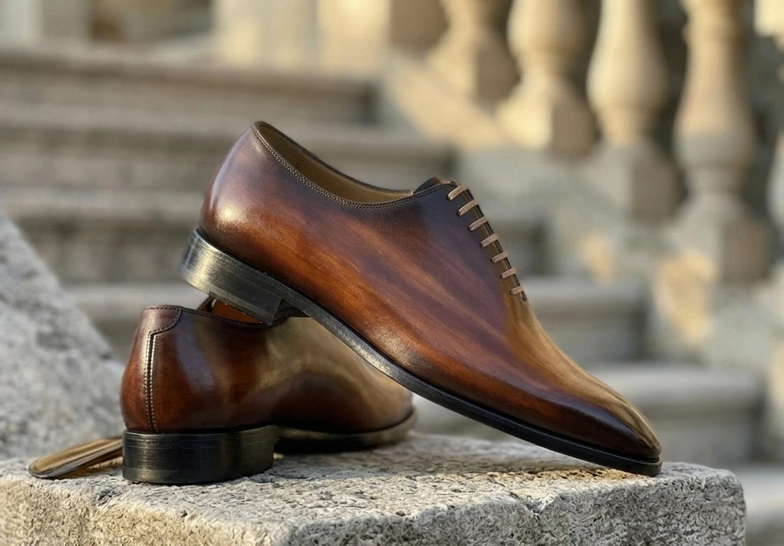 New Bespoke Handmade Brown Oxford Leather Lace Up Formal Wedding Shoes For Men's