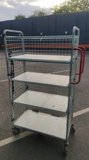 Industrial Order Picking Trolley - 4 Tier Warehouse Shelf Trolley - Heavy Duty