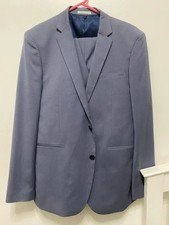 Men’s Slim Fit Suit Steel Blue Jacket 40L & Trousers W34 L32 Two Piece