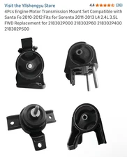 (#27) 4-PACK ENGINE MOUNTS 2.4L YLLSHENGYU OPEN BOX NEW