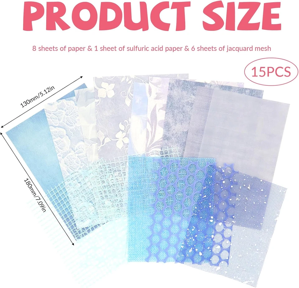 Paquete de 2 30 hojas de tela de malla de papel texturizado para álbum de recortes surtido - especialidad mixta Foto 3 de 4