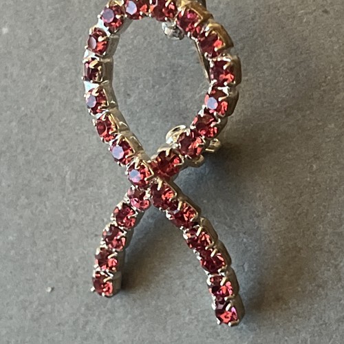 Spilla nastro rosa scintillante consapevolezza cancro al seno vintage spilla bavero gioielli finti - Foto 6 di 9