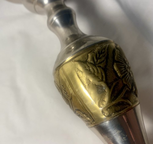 Brass And Silver Colored Candlestick Made In India - Picture 13 of 24