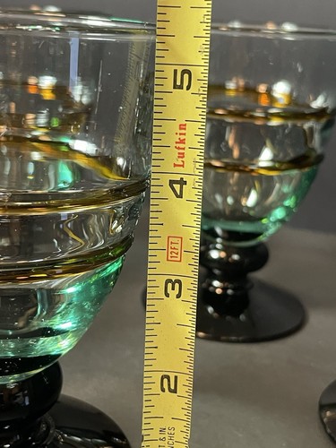 Kalalou mundgeblasener grüner Glaskelch 5,25 Zoll recycelte Bernsteinringe & Stiel Menge 5 - Bild 10 von 10