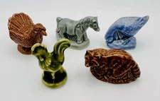 Wade Whimsies Lot Mini Figurines Red Rose Tea Animals Duck Raccoon Horse Turkey