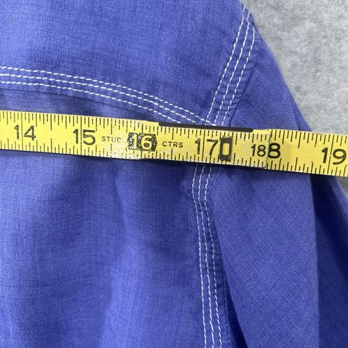 Bugatchi Uomo Shirt Mens Small purplee Linen Shaped Fit Button Up Long Sleeve - Picture 8 of 12