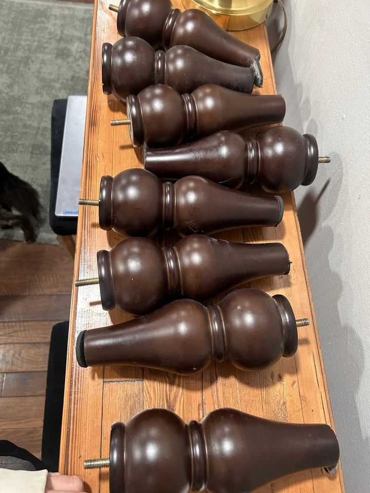 Pernas de sofá de substituição de móveis de madeira maciça de 8 polegadas meados do século - Imagem 3 de 4