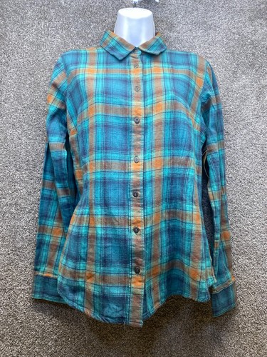NUEVO CON ETIQUETAS Camisa Noble Outfitters Mujer Franela Mediana Manga Larga Azul Cuadros Western - Imagen 2 de 16