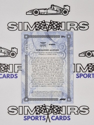 2023 Topps Eccellenza F1 Fernando Alonso Supremo Gray Refractor #21/75 SP Rare - Imagen 2 de 2