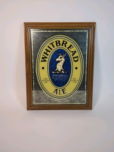 Whitbread Ale Cerveza Publicidad Pub ESPEJO Marco Madera Vintage Bar Decoración 18"x14" - Imagen 1 de 8
