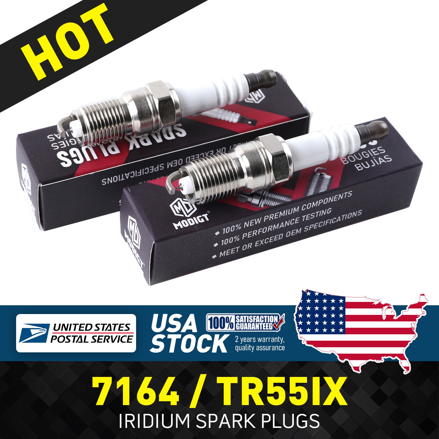 Premium 4 Pcs Replacement For NGK 7164 TR55IX Iridium Spark Plugs New MGT
