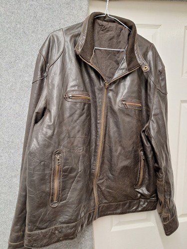 F & F XL Men's Brown Leather Jacket - Picture 1 of 10