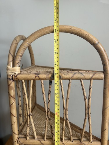 Vintage Bamboo Rattan Small Corner Shelf Unit Mid Century Retro Wall Hanging - Picture 13 of 13