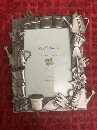 Vintage Amscan Home Silver Pewter Metal “In The Garden” Photo Frame- Heavy - Picture 3 of 3