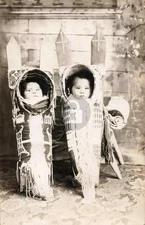 Unidentified Native American Indian Babies Children RPPC Photo Postcard COPY