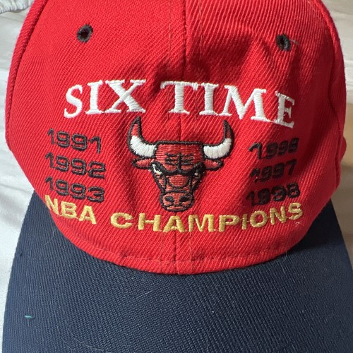 Vintage 1998 Chicago Bulls NBA 6 Time Snapback Hat Red Michael Jordan See Photo - Picture 2 of 12
