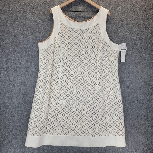 Jessica Howard Dress Womens 24W White Sleeveless Lace Overlay Sheath Floral New