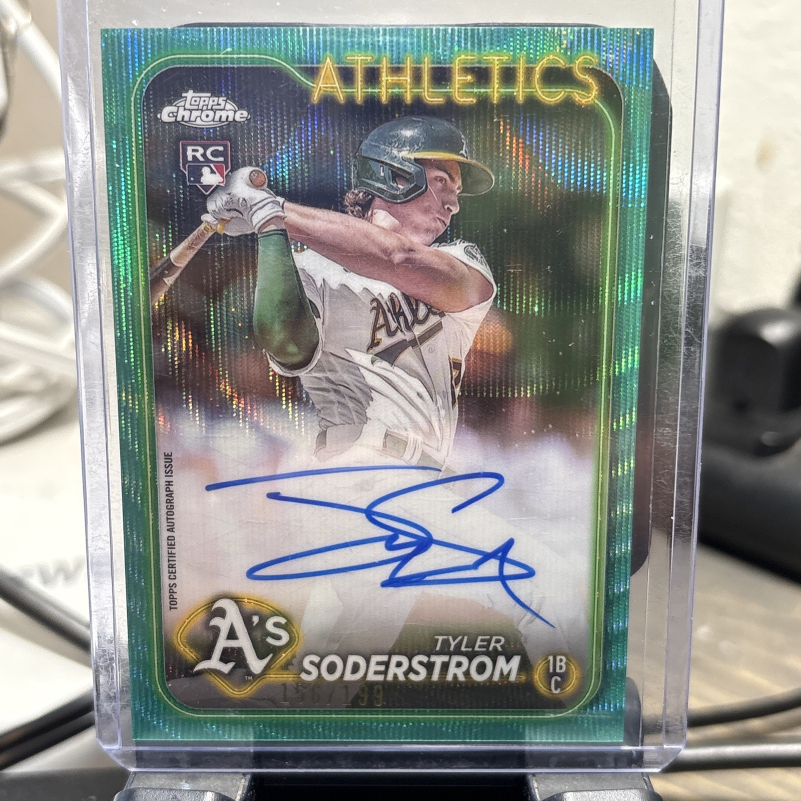 2024 Topps Chrome Rookie Auto Tyler Soderstrom #RA-TSO Aqua Wave /199 RC