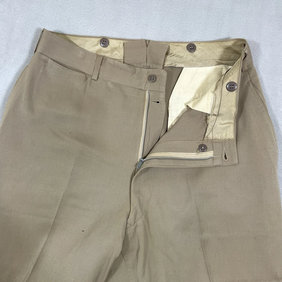 Винтажный 40-х 50-х годов Gabardine брюки брюки мужские 33 x 30 рокабилли трафарет TALON - Изображение 3 из 4