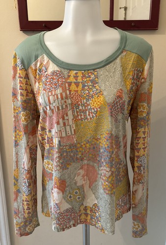 VTG 70s Fritzi of California Floral Psychedelic Face Print Long Sleeve Top READ! - Picture 2 of 16