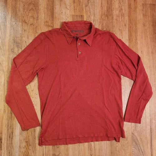 Gramicci Greenicci Men's XL Orange Long Sleeve Polo Hemp Blend - Picture 2 of 4