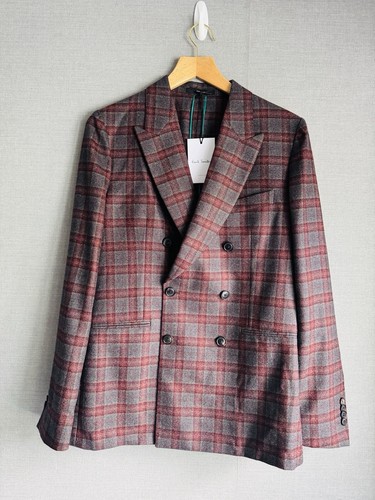 Paul Smith Hombres Ventana Cuadros Doble Pecho Lana Chaqueta/Blazer Uk38/EU48 - Imagen 15 de 15