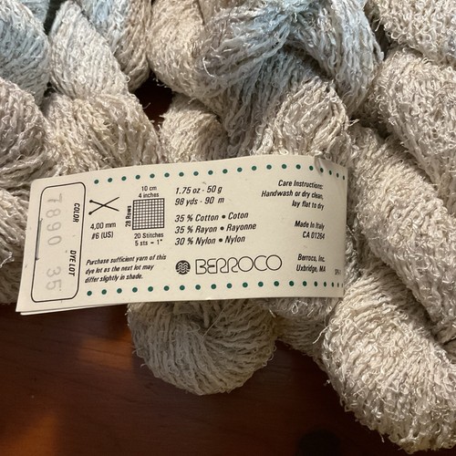 Lot Of 11 New Berroco Sprite Yarn Beige Color # 7890 98 Yards Each Made In Italy - Picture 3 of 4