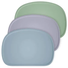 Cuddle Campus Set of 3 Silicone Placemats with Raised Edges for Kids,Toddlers...