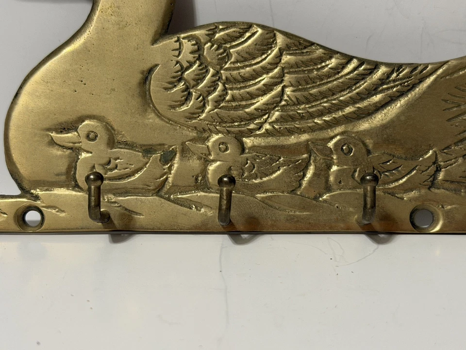 Gancho de pared de pato de latón vintage para llaves con 5 ganchos Foto 2 de 4