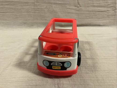 Vtg Fisher Price Little People Mini Bus #141 White Red 1969 - Picture 3 of 6