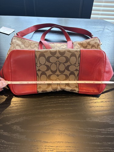 Coach Hadley Signature Canvas braun große Tasche rote Lederakzente F28981 - Bild 6 von 11
