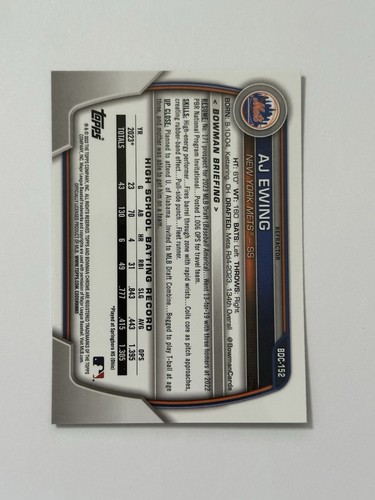 Refractor cromado Bowman Draft #BDC-152 AJ Ewing 2023 - Imagen 2 de 2