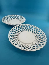 Wonderful Whimsical White Porcelain Lattice Design Bowls - Set of Two