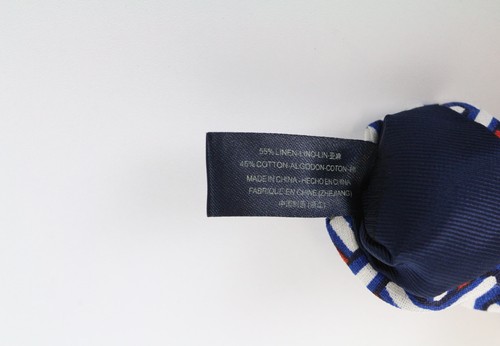 SUITSUPPLY Men's Tie 148 x 8 cm Blue Red White Linen Cotton Pattern Pointed-End - Picture 7 of 7