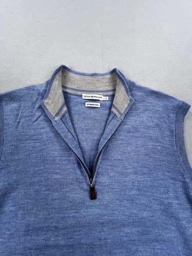 Peter Millar Pullover Weste Herren Large blau Merinowolle Quarter Zip Golfpullover - Bild 2 von 11