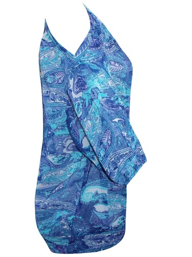 NEW SUPERB BLANCHEPORTE 💕 BLUE PAISLEY COLD SHOULDER TOP BLOUSE 💕 SIZE 14 ** - Picture 2 of 5