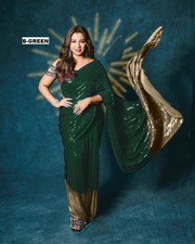 New Saree Blouse Bollywood Party Wear Sari Wedding Ethnic Designer Bridal Saree