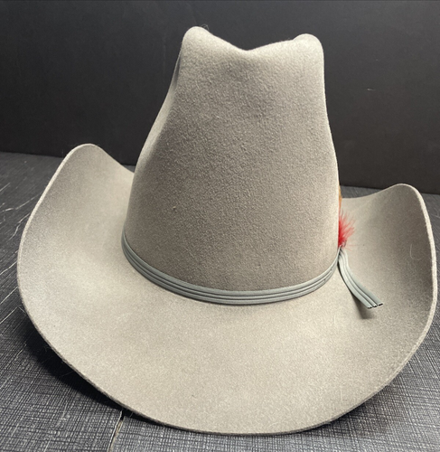Eddy Hat Co. Durofelt Western Cowboy Hat Large Size 6 7/8 Gray Vintage - Picture 3 of 14