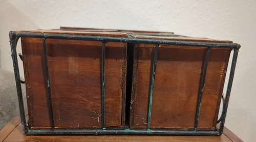Vintage 6 Drawer Wood & Metal Desktop Cabinet Cubby Storage Box Organizer MCM - Picture 8 of 16