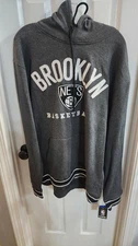 UNK NBA Brooklyn Nets Basketball Hoodie Gray With Black Size 2XL, NWT 