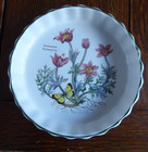 ASHLEY CERAMICS England FLAN DISH 17cm Anemone Pulsatilla Pretty Great Condition