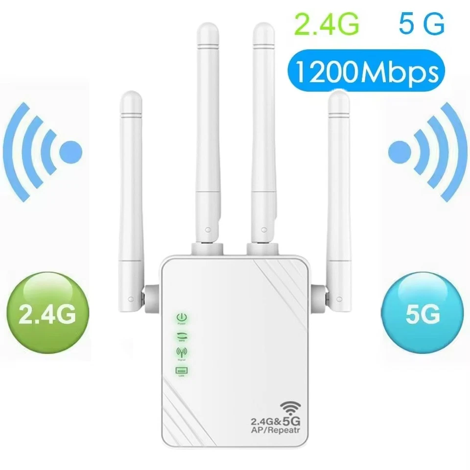 1200Mbps WiFi Repeater Wireless Signal Booster WiFi Range Extender Dual Band - Bild 3 von 4