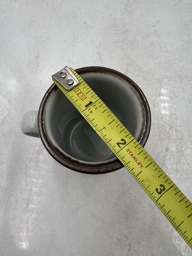 Vintage Dansk Demitasse Espresso Cup Saucer Set Denmark Brown Rim Stoneware MCM - Picture 12 of 14