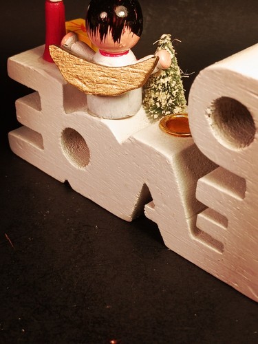 Vintage Giftco Holz Joy & Peace Weihnachten Spielzeug Kerzenhalter Set - Bild 11 von 15