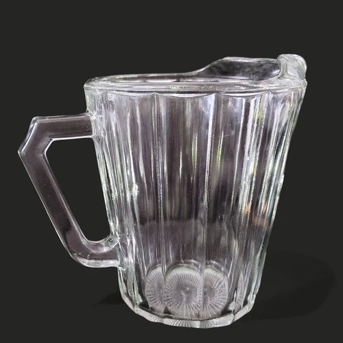 VTG Depression Clear Glass Pitcher 7" Ice Lip Spout D Handle
